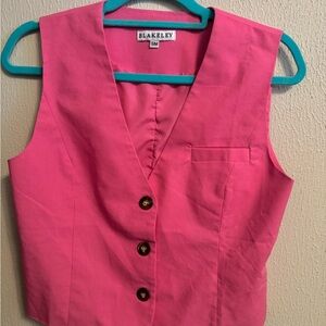 Blakeley Women's Pink Linen Button-Down Vest Top NWOT